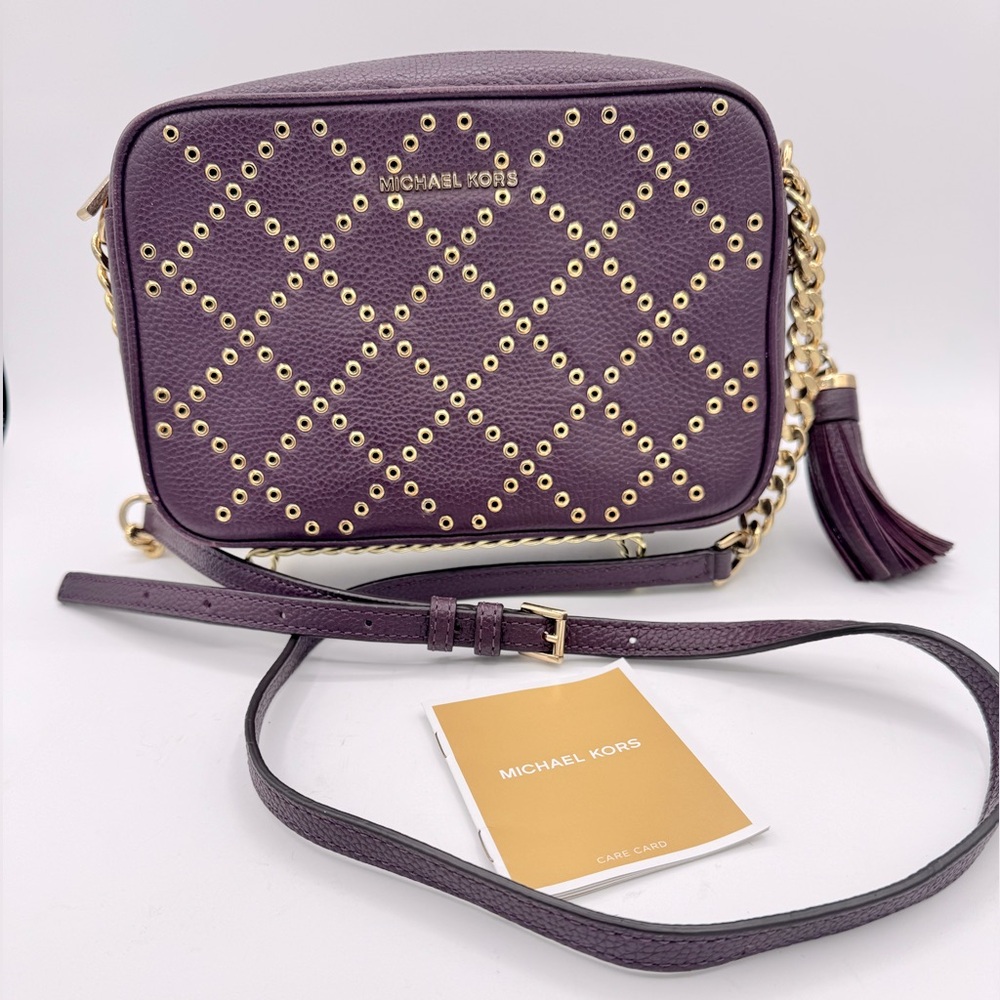 Michael Kors Ginny Micro Grommet Damson Leather bag-plum color
